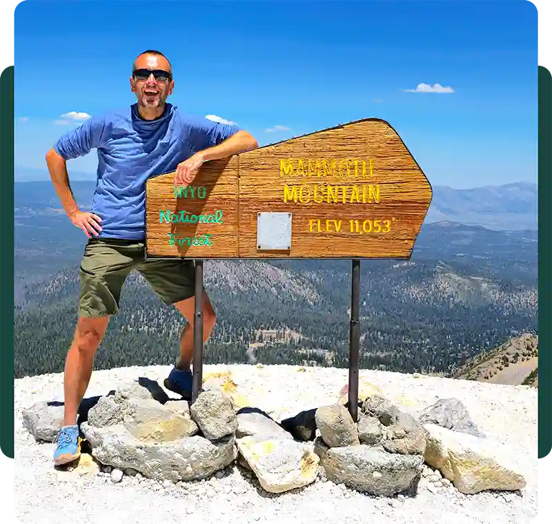 Vital Creek founder on top of Mammoth Mountain